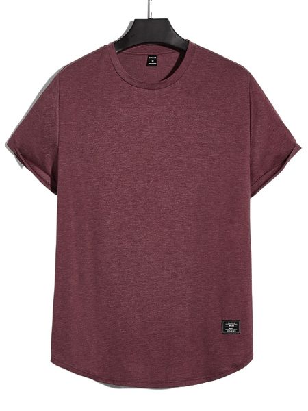 

men patched detail curved hem tee n3rm#, White;black