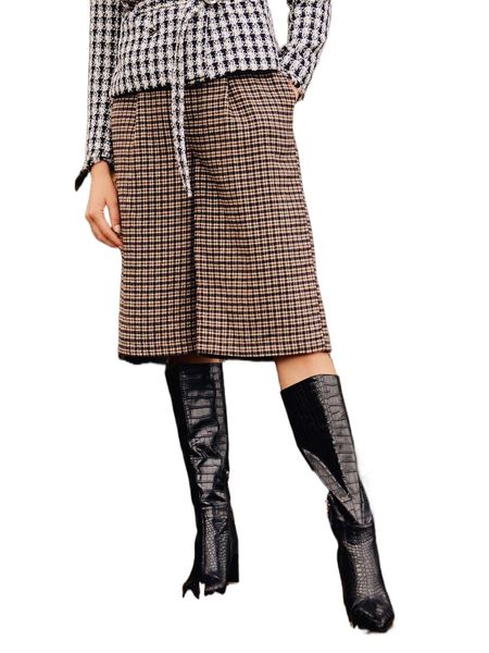 

motf premium houndstooth loose bermuda shorts 80w7#, White;black