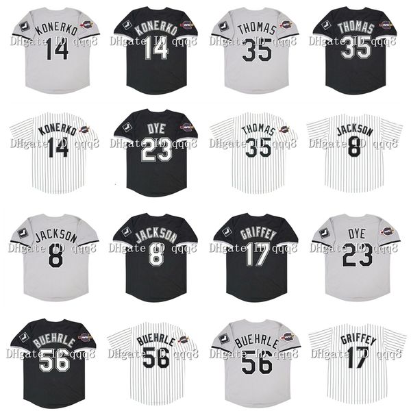 Na85 Vintage 2005 Chicago Beyzbol Forması 14 Paul Konerko 35 Frank Thomas 56 Mark Buehrle 8 Bo Jackson 17 Ken Griffey Jr. 23 Jermaine Dye Beyaz