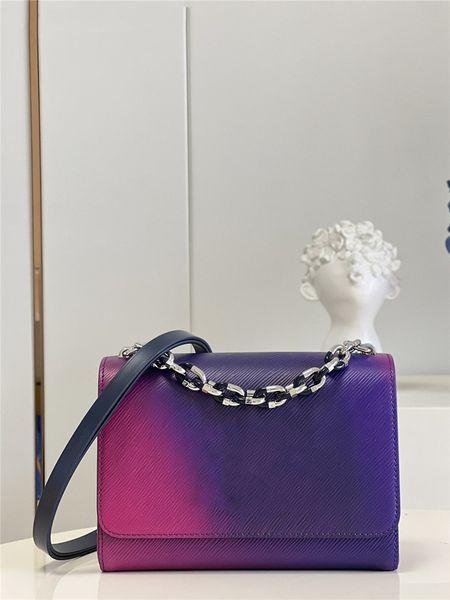 

leather gradient bag womens classic version cross-body bags with chain handle detachable adjustable shoulder strap purse metal buckle handba