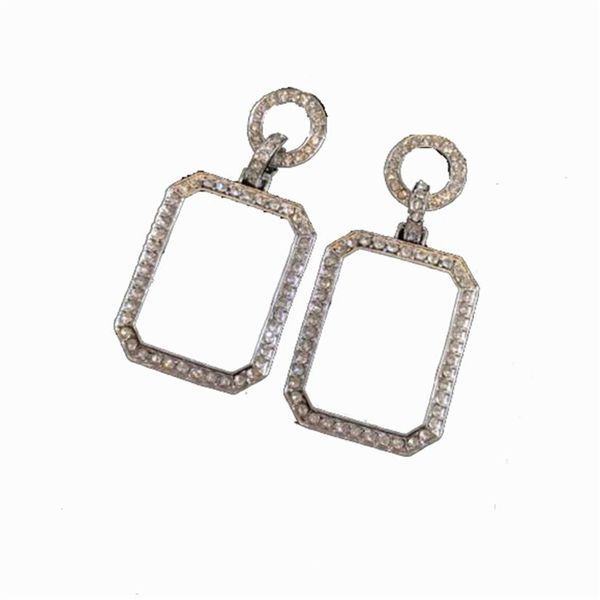 

luxury designer earring stud with stamp classic letter square full drill earrings for women party gift289x, Golden;silver