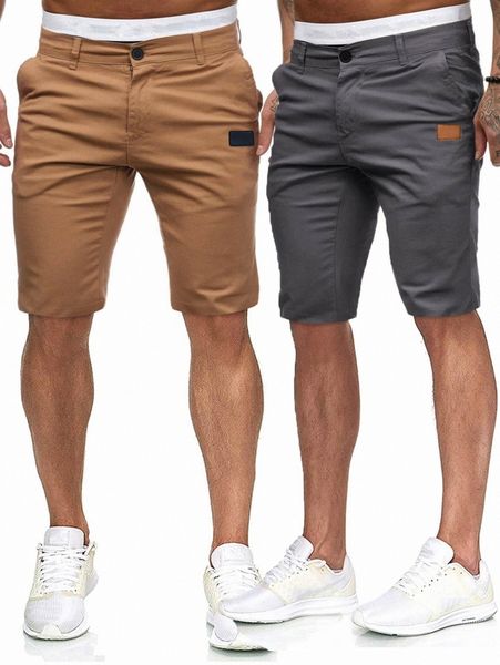 

men 2pcs solid button front bermuda shorts 46bc#, White;black
