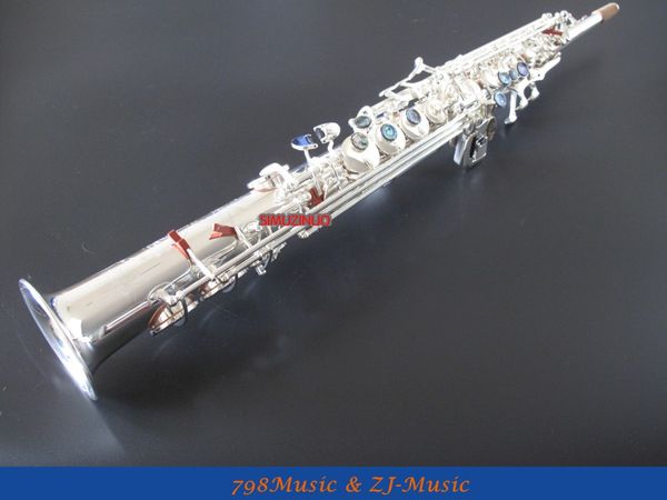 

silver plated straight bb soprano saxophone sax bb key high f new case