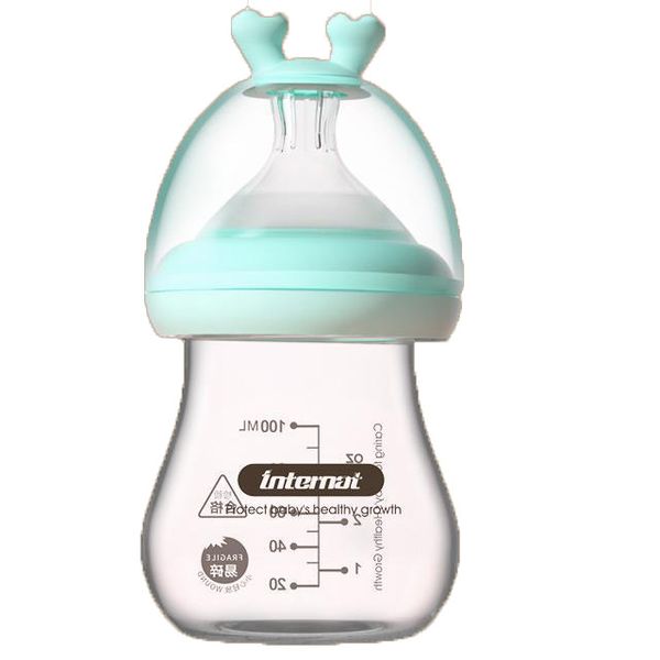 

yilong 100ml glass baby bottle with wide diameter anti-choking and anti-flatulence care bottle