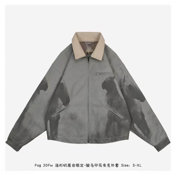 

of 20fw limited men's leather jacket horse print jacket, Black