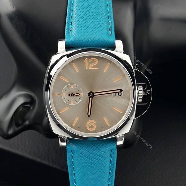 

new watch for women fully automatic mechanical sapphire glass blue leather strap super luminous water resistant relogio feminino watches, Slivery;brown