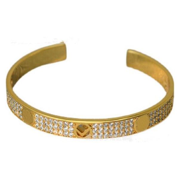 

luxury designer hollow bangle men women diamond letter bracelet open bracelets fashion couple jewellery wedding party gift, Black