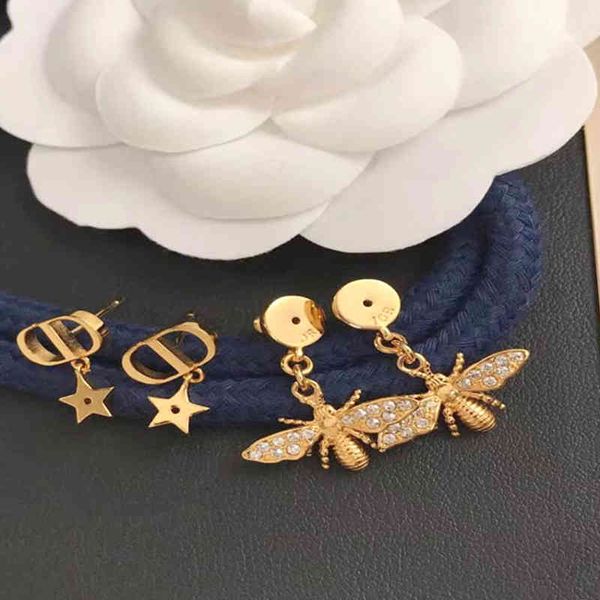 

2022 factory wholesale new di home popular star studded earrings women's net red jewelry, Golden