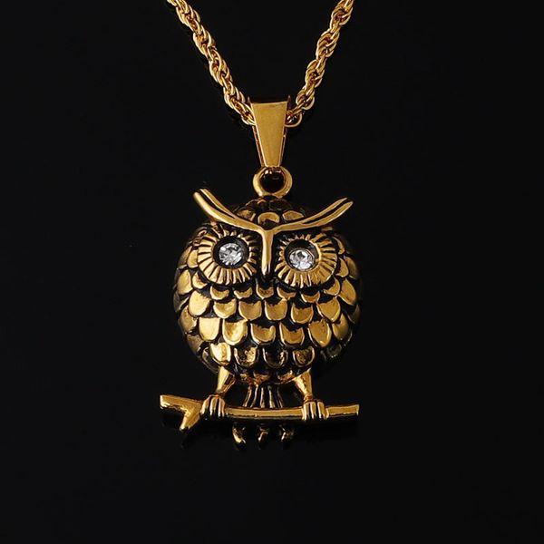 

316l stainless steel men's necklaces & pendants owl animal retro gold gothic jewel punk couples jewelry, Silver