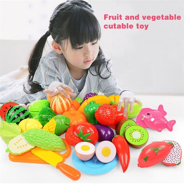 Presente educacional de dramatização de brinquedo para bebê finge brincar com alimentos conjuntos de frutas de cozinha vegetal para crianças 220725