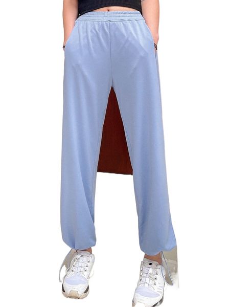 

dazy slant pockets drawstring hem sweatpants f3vk#, Black;white