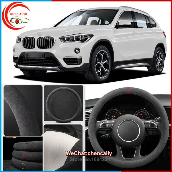 

for bmw x1 black alcantara car steering wheel cover all seasons anti-skid case
