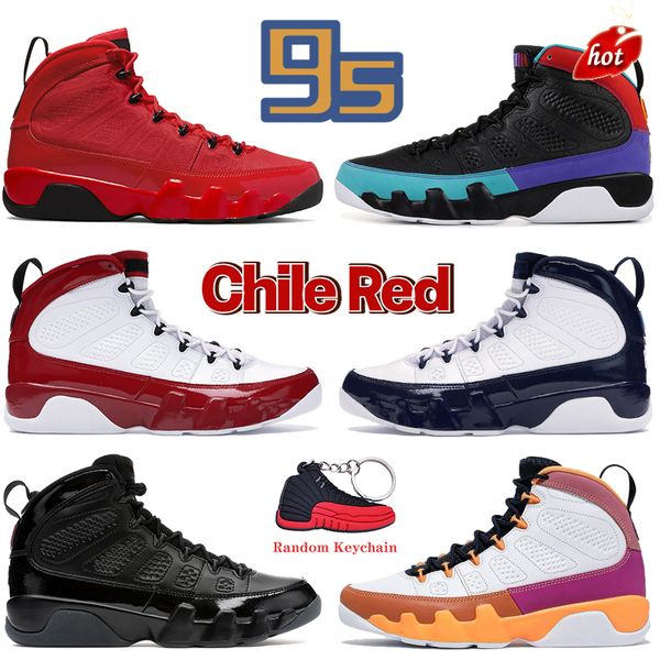 

9 9s chile red mens basketball shoes racer university blue bred patent change the world dream it og space jam white gym red dark, Black