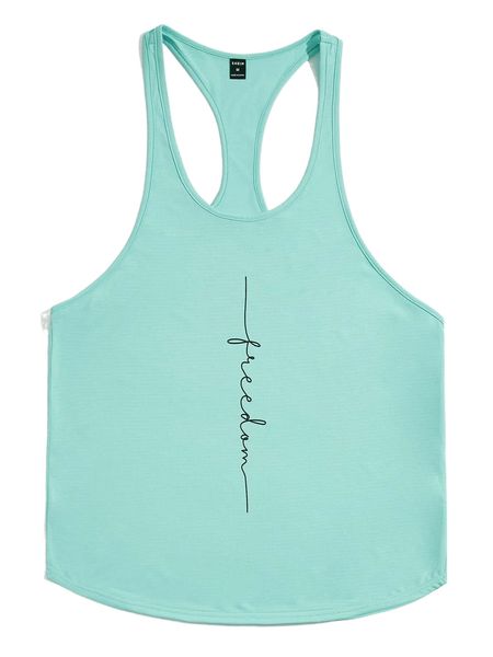 

men drop shoulder letter pattern tank y5wh#, White;black