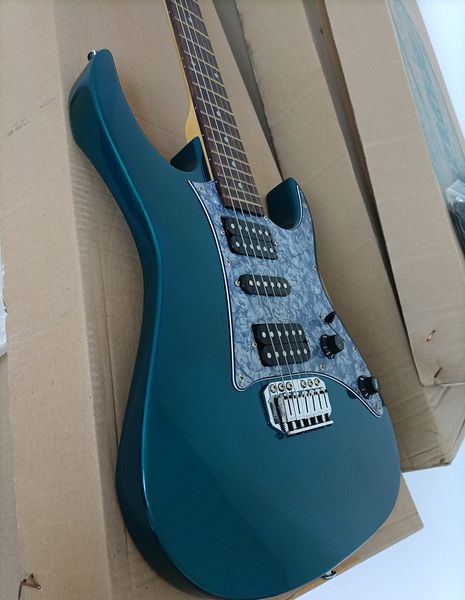 

6 strings navy blue electric guitar with gray pearled pickguard rosewood fretboard