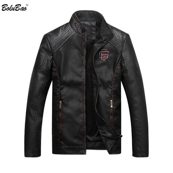 

bolubao men leather suede jacket fashion autumn motorcycle pu leather male winter bomber jackets outerwear faux leather coat 201224, Black
