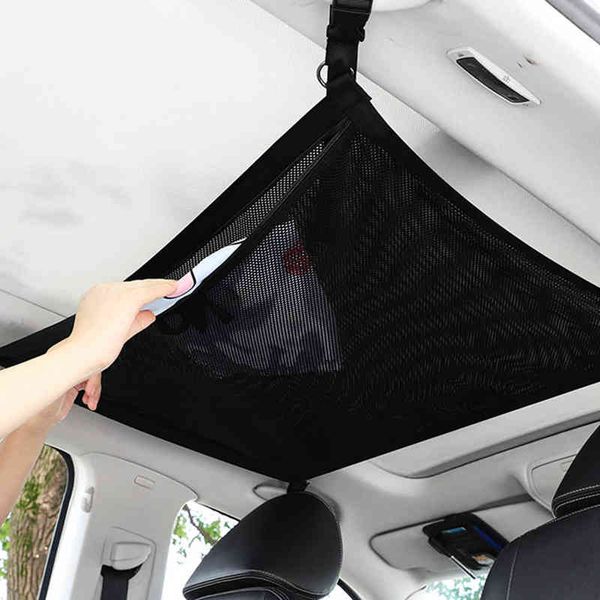 

2pc portable car ceiling storage net car trunk storage pocket roof interior cargo net bag car trunk storage pouch sundries y220414