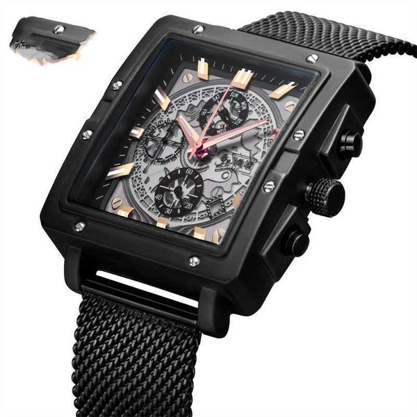 

watches designer men's non-mechanical watch sports six-hand satch multi-function quartz machine metal mesh belt waterproof luminous, Silver