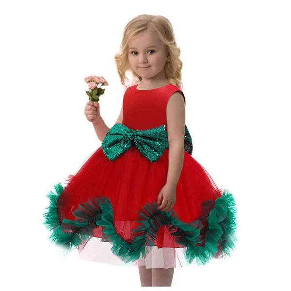 

baby girl white dresses wedding christmas dress kids tulle gown pageant bowknot party princess lavender flower girl dresses l220715, Red;yellow