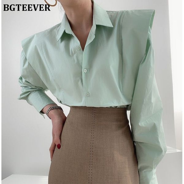 

stylish turn-down collar women shirts blouses 2021 long sleeve single-breasted loose female ladies blusas, White