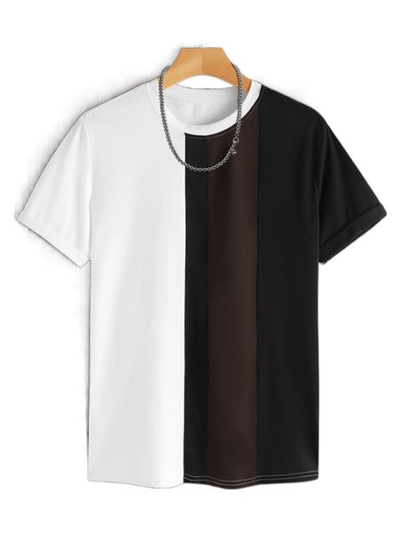 

men color block tee d9xx#, White;black