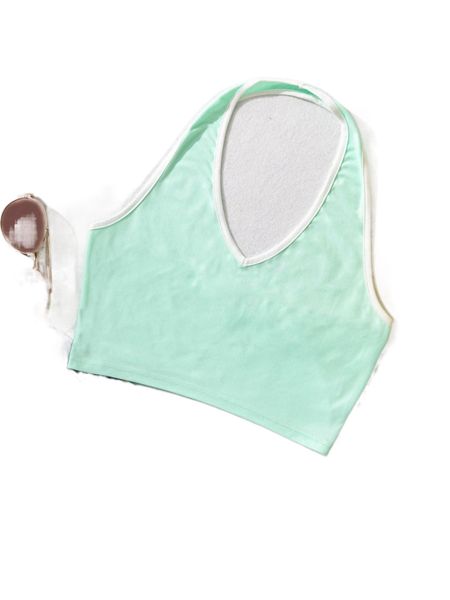 

contrast binding crop halter j62v#, White