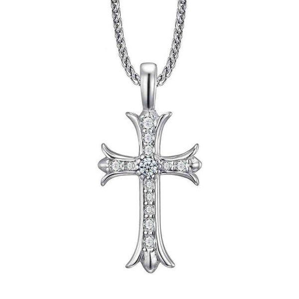 

pendant necklaces european and american original explosion of high-end atmospheric steel casting cross men necklace 220330, Silver