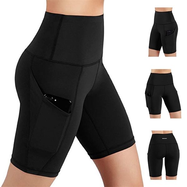 

fashion women cycling shorts black high waist skinny stretchy shorts summer gym sports home body exercise shorts 220527, White;black
