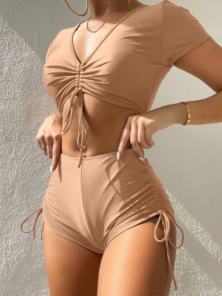 

drawstring bikini swimsuit 57pf#, White;black