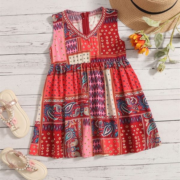 

toddler girls paisley print smock dress she, Red;yellow