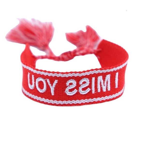

letter embroidery bracelet woven d home bohemian ribbon tassel, Golden;silver