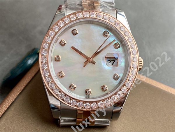 

mp maker men watches 41mm sapphire two tone automatic mechanical jubilee movement ice out watch diamond bezel asia 2813 movement wristwatche, Slivery;brown