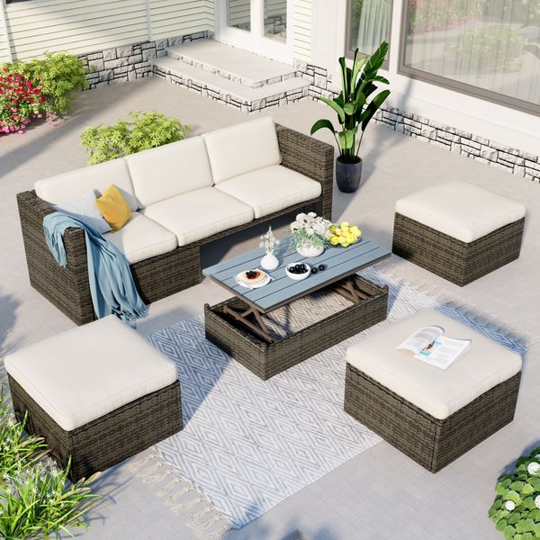 

patio furniture set wicker sand belt adjustable backrest