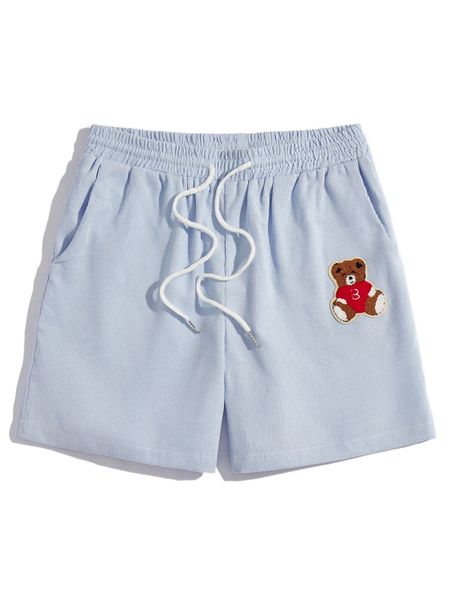

romwe guys bear graphic shorts f7tt#, White;black
