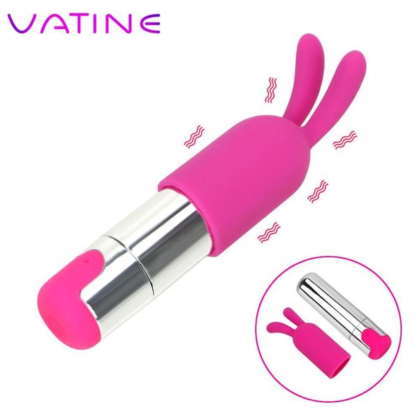 Mini Bullet Vibrator USB wiederaufladbar sexy Produkte 10 Geschwindigkeiten wasserdicht mit Kaninchenkappe G-Punkt-Massagegerät Spielzeug für Frauen