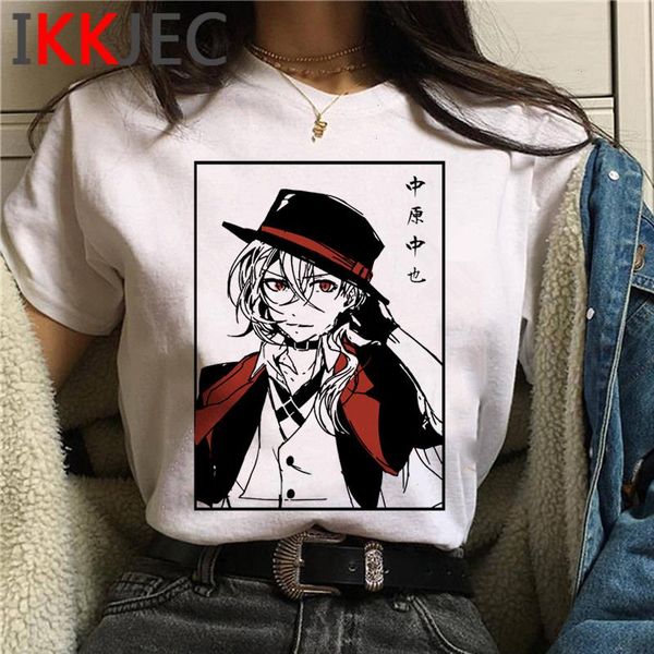 

bungou stray dogs t shirts funny cartoon graphic t-shirt women cute anime harajuku kawaii ladies shirt streetwear tee female, White