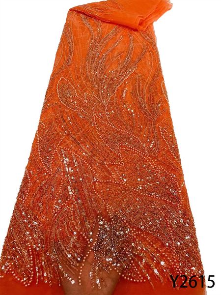 

2022 latest gorgeous gold african handmade beads laces fabric luxury nigerian sequins mesh lace fabric for party dress y2615, Black;white