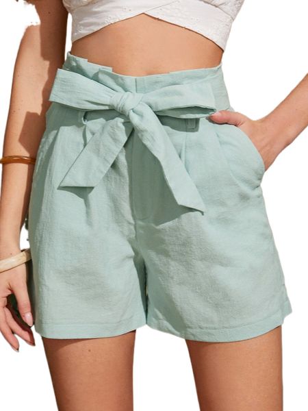 

paperbag waist belted shorts z7ci#, White;black