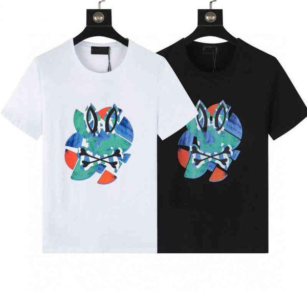 

european brand t shirt men's skull bunny micro logo tshirts graphic cotton o-neck short sleeve tshirt print ghost rabbit luxury designe, White;black