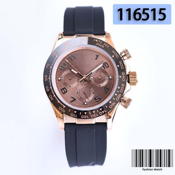 

multi style factory mens watches 116515 rubber stainless steel champagne montreux luxury luminous men's watch sapphire waterproof chron, Slivery;brown