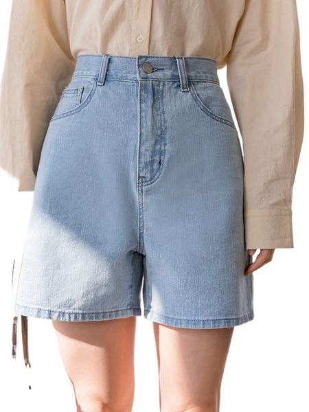 

dazy-less solid wide leg denim shorts l513#, White;black