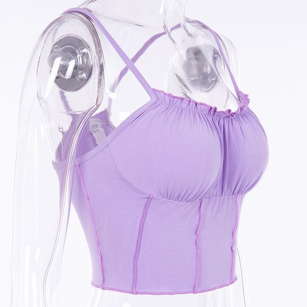 

summer women ruffles tank fashion ladies sleeveless strapless ruched slim crop camisole female clothing tanks, White