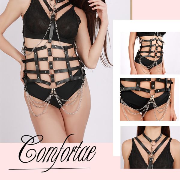 

toy bondage gear training sm products binding half body leather chain clothes nightclub girl y temptation suit pslepassion