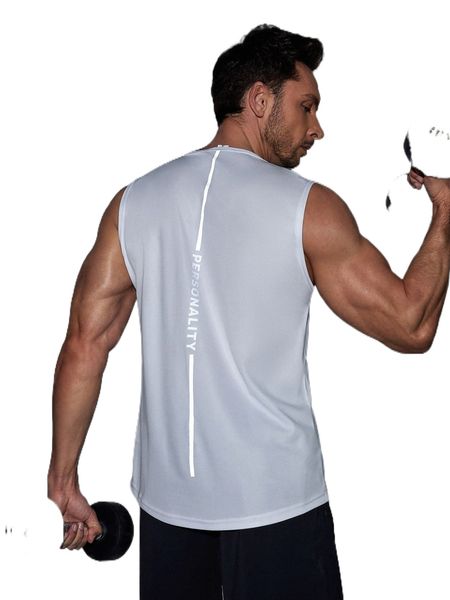 

men reflective letter graphic sports tank 103q#, White;black