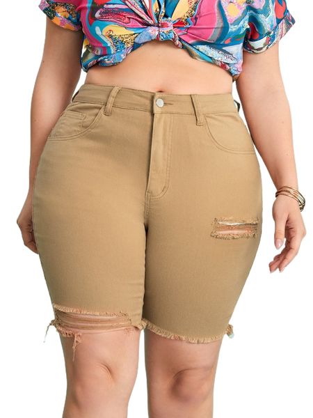 

plus ripped zip fly denim shorts b9ba#, White;black