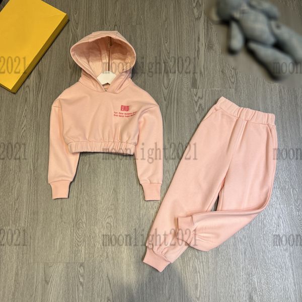 

2022 girls sports tracksuits hooded sweatershirts+ pants sets 2022 brand designer pattern kids pullover + trousers children 2 pieces set shi, White