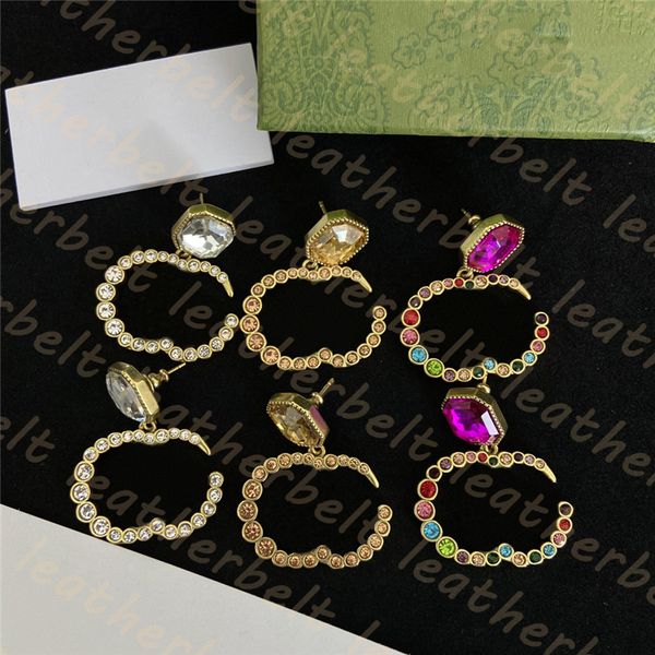 Классические буквы ушные с серьги из радужного бриллиантового алмаза блестящие серьги с стразами Женские вечеринки