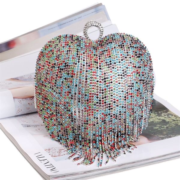 

sasa sliver diamonds round ball evening bags for women fashion mini tassels clutch bag ladies ring handbag clutc 220607