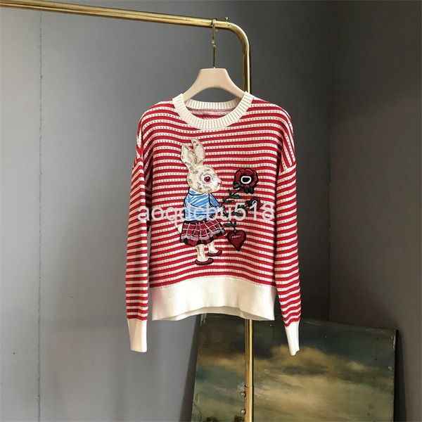 

women's knits & tees knitwear women's early spring fashion aging rabbit embroidered hollow out pullover sweater trend, White