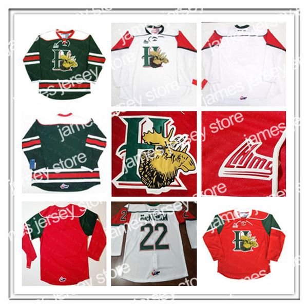 Neues günstiges QMJHL Halifax Mooseheads CCM-Trikot 22 NATHAN MacKINNON 13 NICO HISCHIER 27 JONATHAN DROUIN Rot Weiß Grün Hockey-Trikots Custom